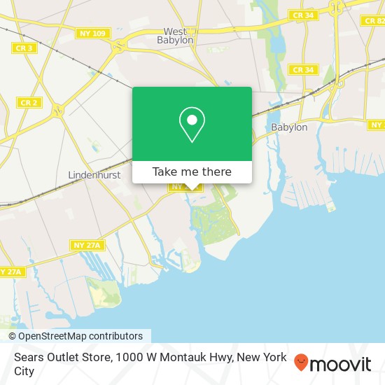 Sears Outlet Store, 1000 W Montauk Hwy map
