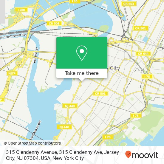 Mapa de 315 Clendenny Avenue, 315 Clendenny Ave, Jersey City, NJ 07304, USA