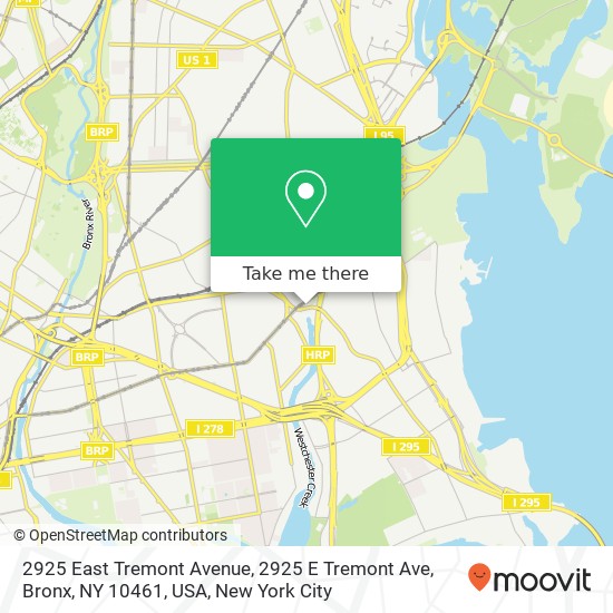 2925 East Tremont Avenue, 2925 E Tremont Ave, Bronx, NY 10461, USA map