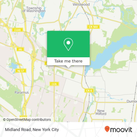 Mapa de Midland Road, Midland Rd, Oradell, NJ 07649, USA