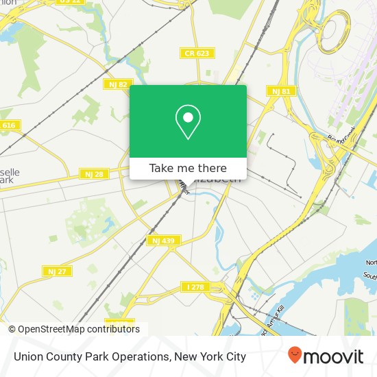 Mapa de Union County Park Operations, Union County Park Operations, 10 Elizabethtown Plaza, Elizabeth, NJ 07202, USA