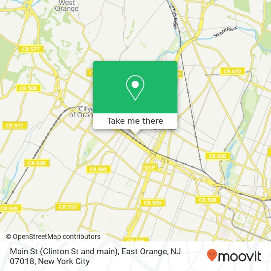Mapa de Main St (Clinton St and main), East Orange, NJ 07018