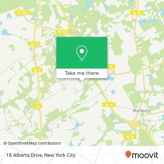Mapa de 18 Alberta Drive, 18 Alberta Dr, Marlboro Township, NJ 07746, USA