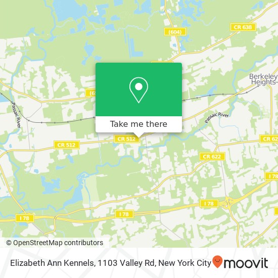 Mapa de Elizabeth Ann Kennels, 1103 Valley Rd