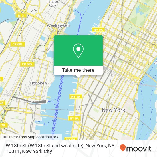 W 18th St (W 18th St and west side), New York, NY 10011 map