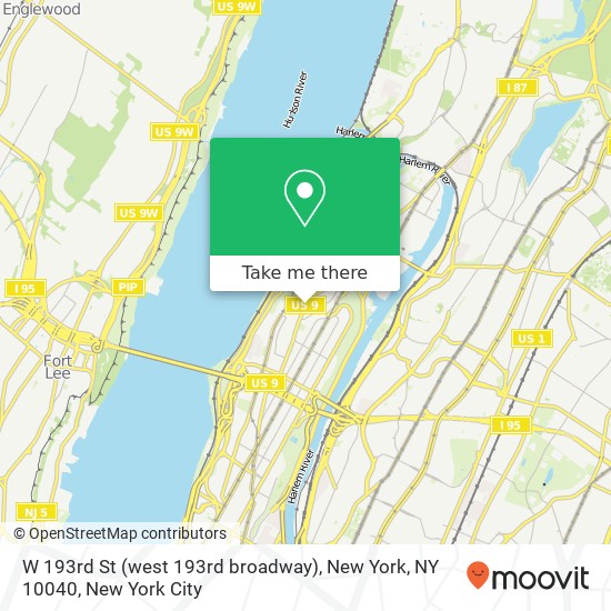 Mapa de W 193rd St (west 193rd broadway), New York, NY 10040
