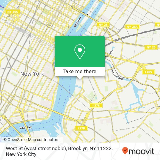 Mapa de West St (west street noble), Brooklyn, NY 11222