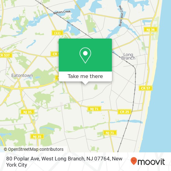 Mapa de 80 Poplar Ave, West Long Branch, NJ 07764