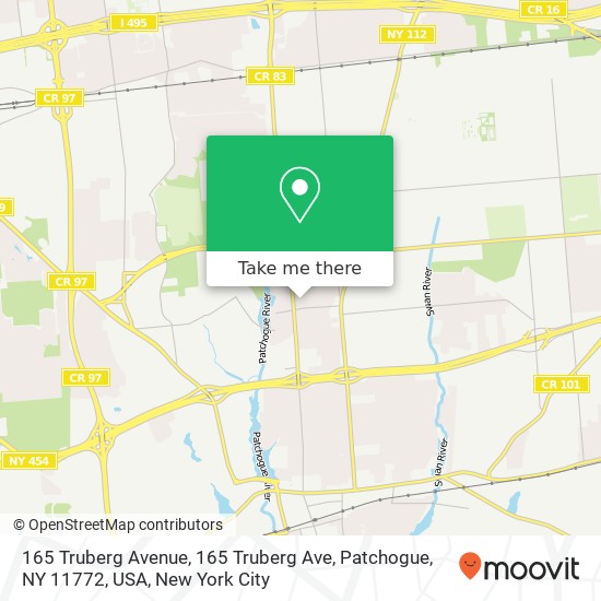 Mapa de 165 Truberg Avenue, 165 Truberg Ave, Patchogue, NY 11772, USA