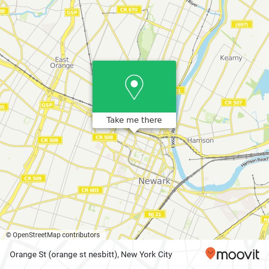 Mapa de Orange St (orange st nesbitt), Newark, NJ 07103