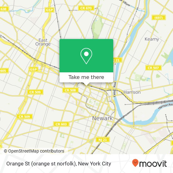 Mapa de Orange St (orange st norfolk), Newark, NJ 07103