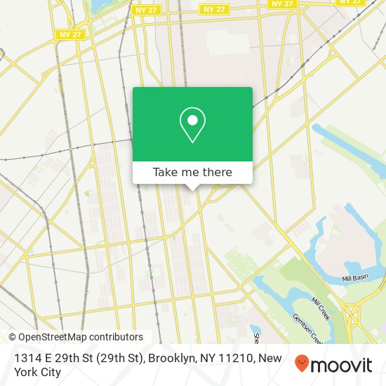 Mapa de 1314 E 29th St (29th St), Brooklyn, NY 11210