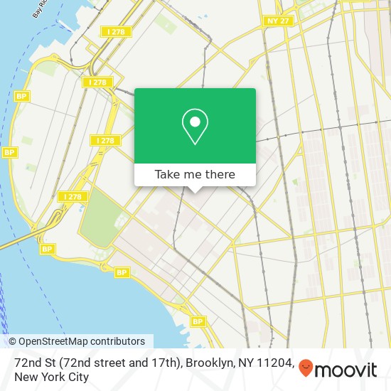 Mapa de 72nd St (72nd street and 17th), Brooklyn, NY 11204