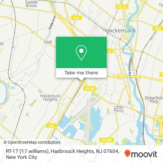Mapa de RT-17 (17 williams), Hasbrouck Heights, NJ 07604