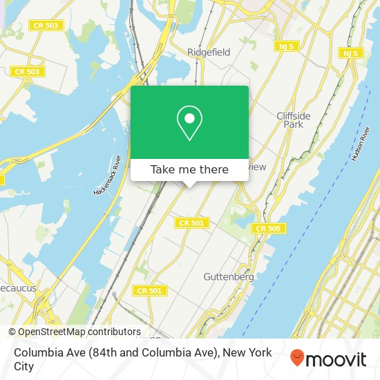 Mapa de Columbia Ave (84th and Columbia Ave), North Bergen, NJ 07047