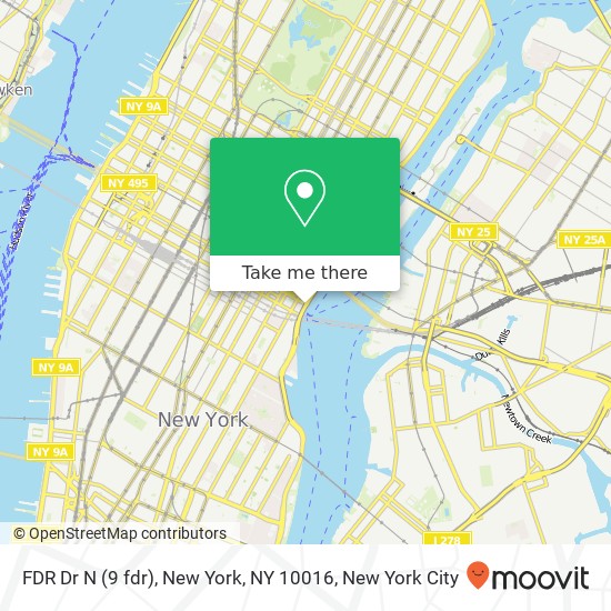 Mapa de FDR Dr N (9 fdr), New York, NY 10016