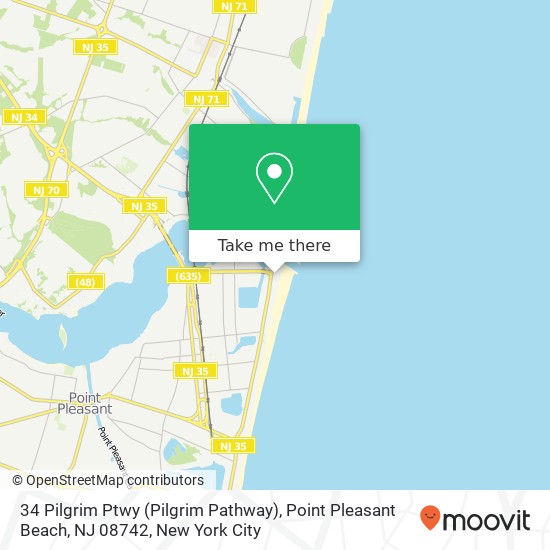 Mapa de 34 Pilgrim Ptwy (Pilgrim Pathway), Point Pleasant Beach, NJ 08742
