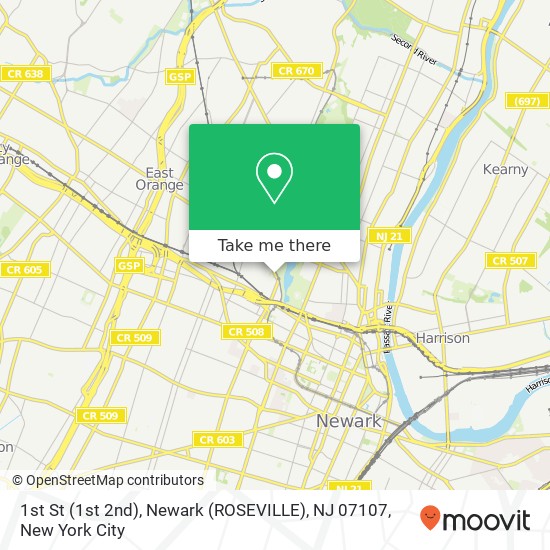 1st St (1st 2nd), Newark (ROSEVILLE), NJ 07107 map