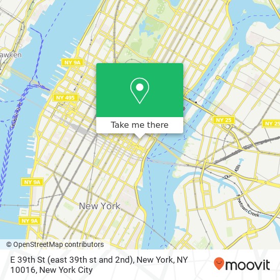 Mapa de E 39th St (east 39th st and 2nd), New York, NY 10016