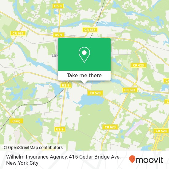 Mapa de Wilhelm Insurance Agency, 415 Cedar Bridge Ave