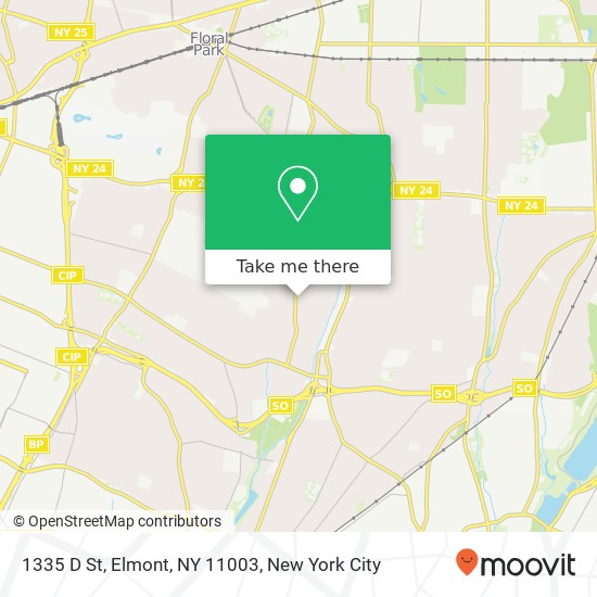 Mapa de 1335 D St, Elmont, NY 11003