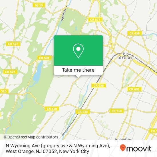Mapa de N Wyoming Ave (gregory ave & N Wyoming Ave), West Orange, NJ 07052