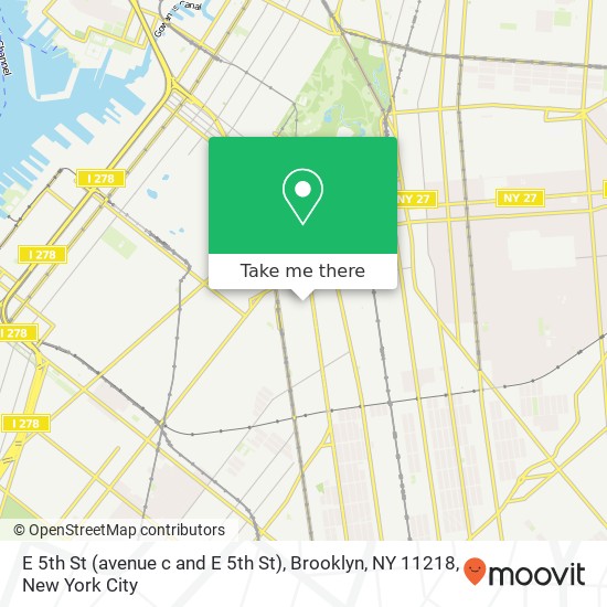 Mapa de E 5th St (avenue c and E 5th St), Brooklyn, NY 11218