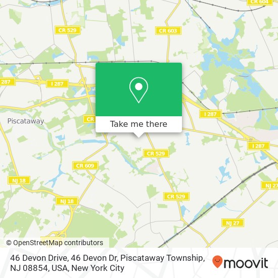 46 Devon Drive, 46 Devon Dr, Piscataway Township, NJ 08854, USA map