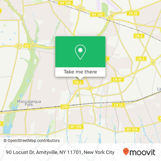 90 Locust Dr, Amityville, NY 11701 map