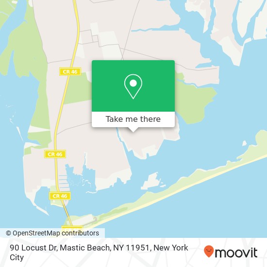 Mapa de 90 Locust Dr, Mastic Beach, NY 11951