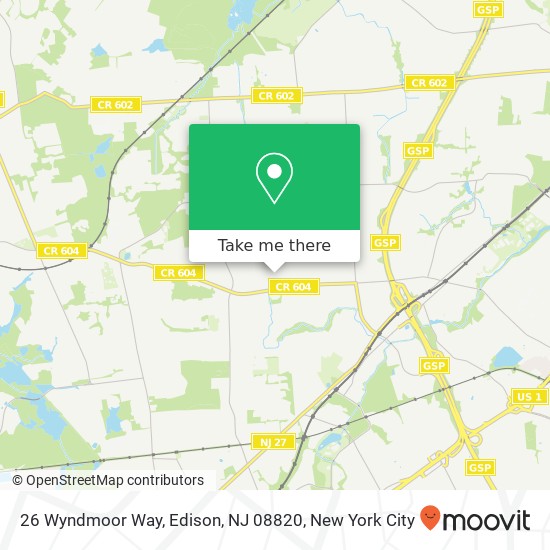 Mapa de 26 Wyndmoor Way, Edison, NJ 08820