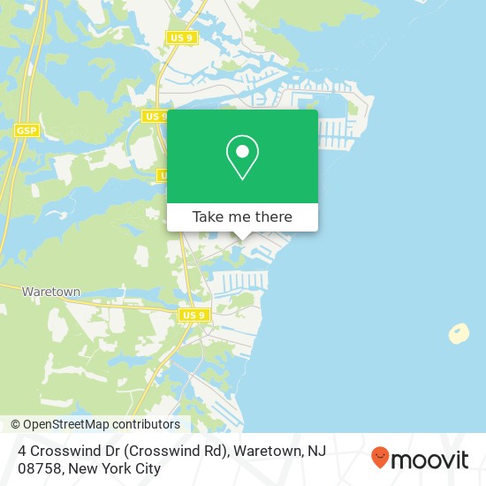 Mapa de 4 Crosswind Dr (Crosswind Rd), Waretown, NJ 08758