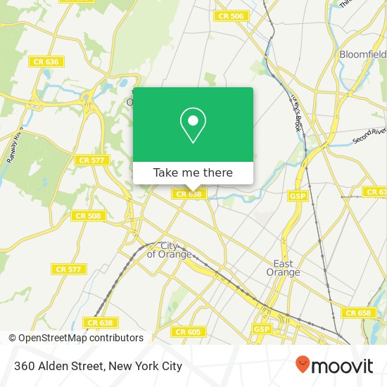 360 Alden Street, 360 Alden St, City of Orange, NJ 07050, USA map
