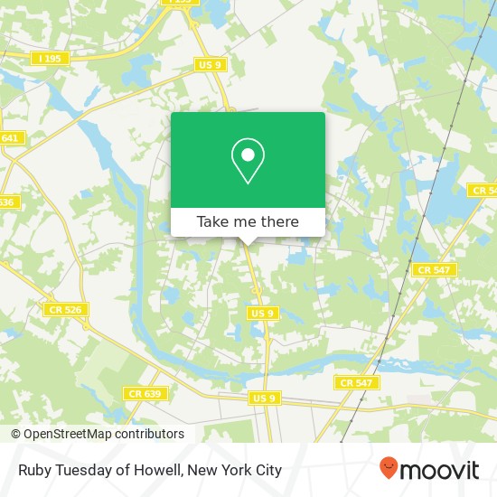 Ruby Tuesday of Howell, 5169 US-9 map