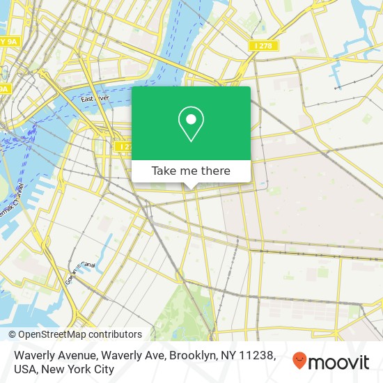 Waverly Avenue, Waverly Ave, Brooklyn, NY 11238, USA map