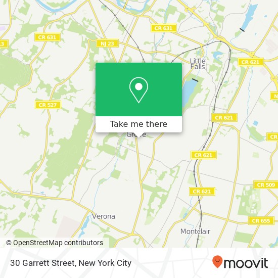 Mapa de 30 Garrett Street, 30 Garrett St, Cedar Grove, NJ 07009, USA