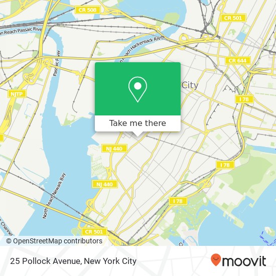 Mapa de 25 Pollock Avenue, 25 Pollock Ave, Jersey City, NJ 07305, USA