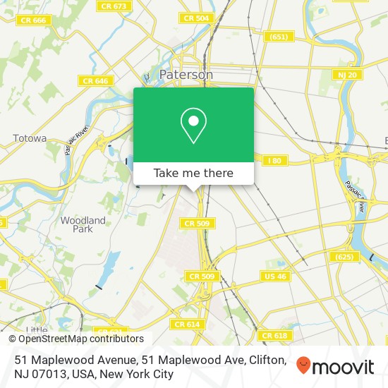 Mapa de 51 Maplewood Avenue, 51 Maplewood Ave, Clifton, NJ 07013, USA
