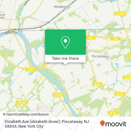 Mapa de Elizabeth Ave (elizabeth dover), Piscataway, NJ 08854