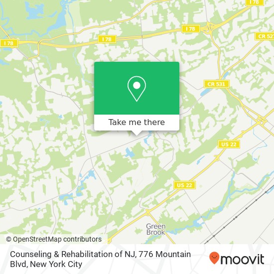 Counseling & Rehabilitation of NJ, 776 Mountain Blvd map