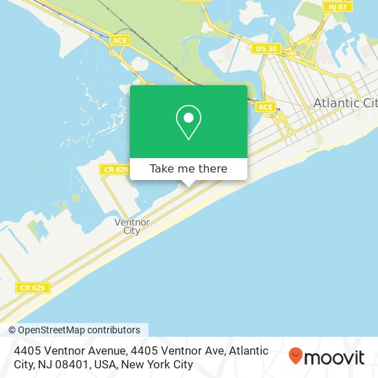 Mapa de 4405 Ventnor Avenue, 4405 Ventnor Ave, Atlantic City, NJ 08401, USA