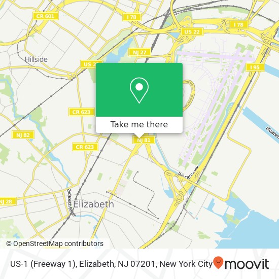 US-1 (Freeway 1), Elizabeth, NJ 07201 map