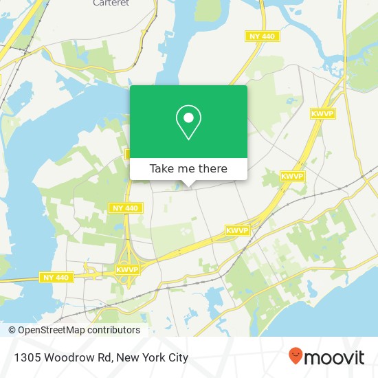 Mapa de 1305 Woodrow Rd, Staten Island, NY 10309