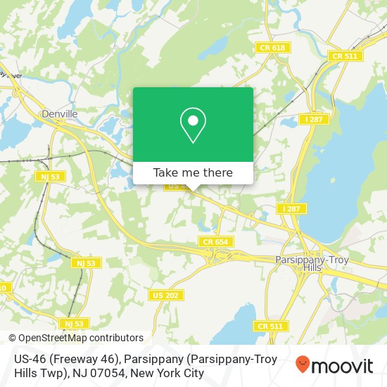 Mapa de US-46 (Freeway 46), Parsippany (Parsippany-Troy Hills Twp), NJ 07054