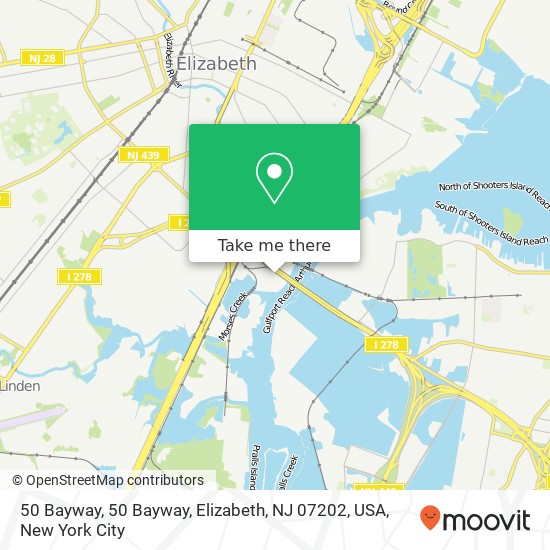 Mapa de 50 Bayway, 50 Bayway, Elizabeth, NJ 07202, USA
