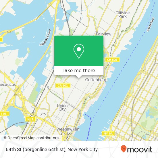 Mapa de 64th St (bergenline 64th st), West New York, NJ 07093