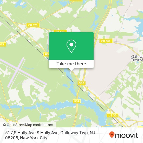 Mapa de 517,S Holly Ave S Holly Ave, Galloway Twp, NJ 08205