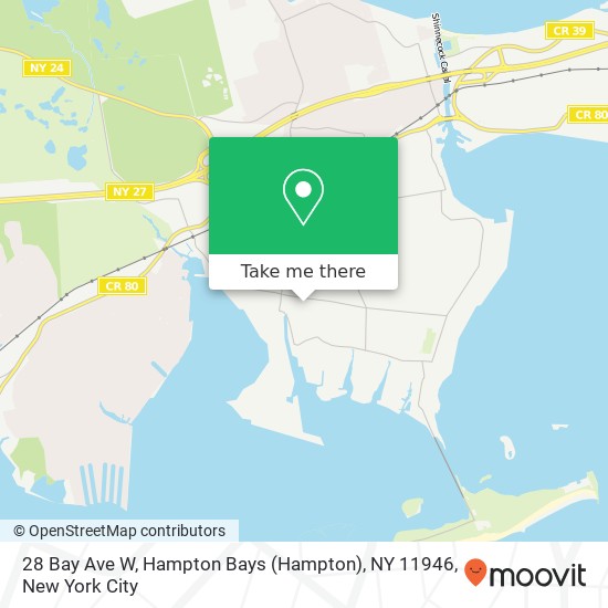 Mapa de 28 Bay Ave W, Hampton Bays (Hampton), NY 11946