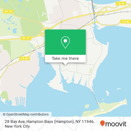 Mapa de 28 Bay Ave, Hampton Bays (Hampton), NY 11946