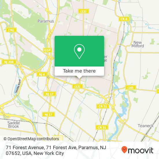 71 Forest Avenue, 71 Forest Ave, Paramus, NJ 07652, USA map